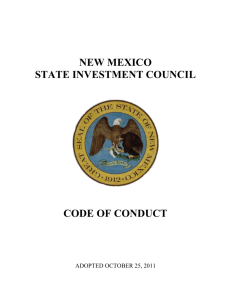 Council Code of Conduct - New Mexico State Investment Council