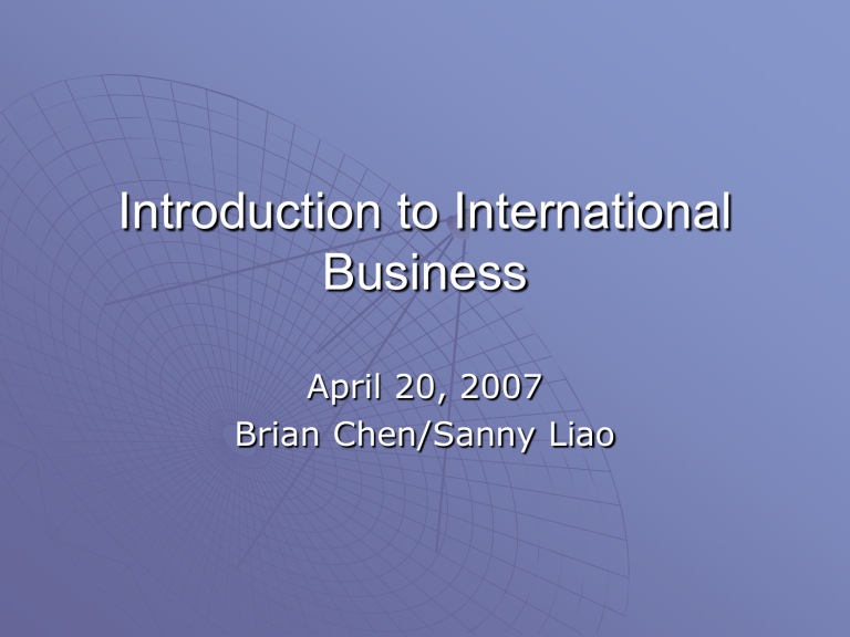 Introduction To International Business