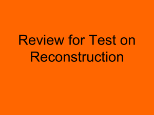Review for Test on Reconstruction