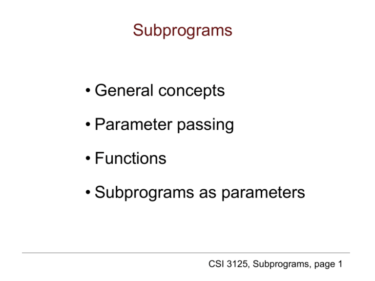 Subprograms