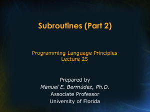 Lecture 25 : Subroutines (Part 2)