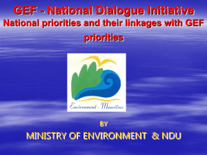 Linkages between GEF priorities and National Priorities