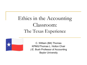 Ethics in the Accounting Classroom: The Texas Experience