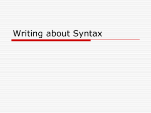 Writing about Syntax - River Dell Regional School District
