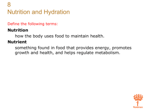 Ch 8 Nutrition and Hydration Study Guide