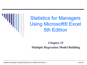 Chapter 15 Multiple Regression Model Building