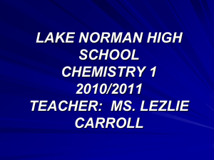 lake norman high school chemistry 1(honors) 2009/2010 teacher