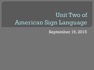 Unit Two of American Sign Language