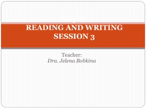 Subject: READING AND WRITING SESSION 3