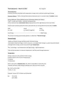 Thermodynamics Lesson March 19