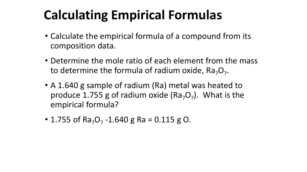 experiment 4 determining the empirical formula of a compound