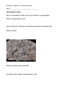 GEO110 - Metamorphic Rocks