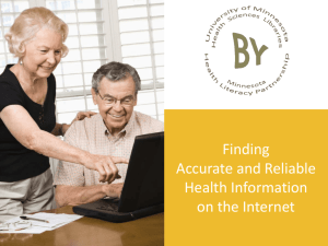 Finding Accurate and Reliable Health Information on the Internet