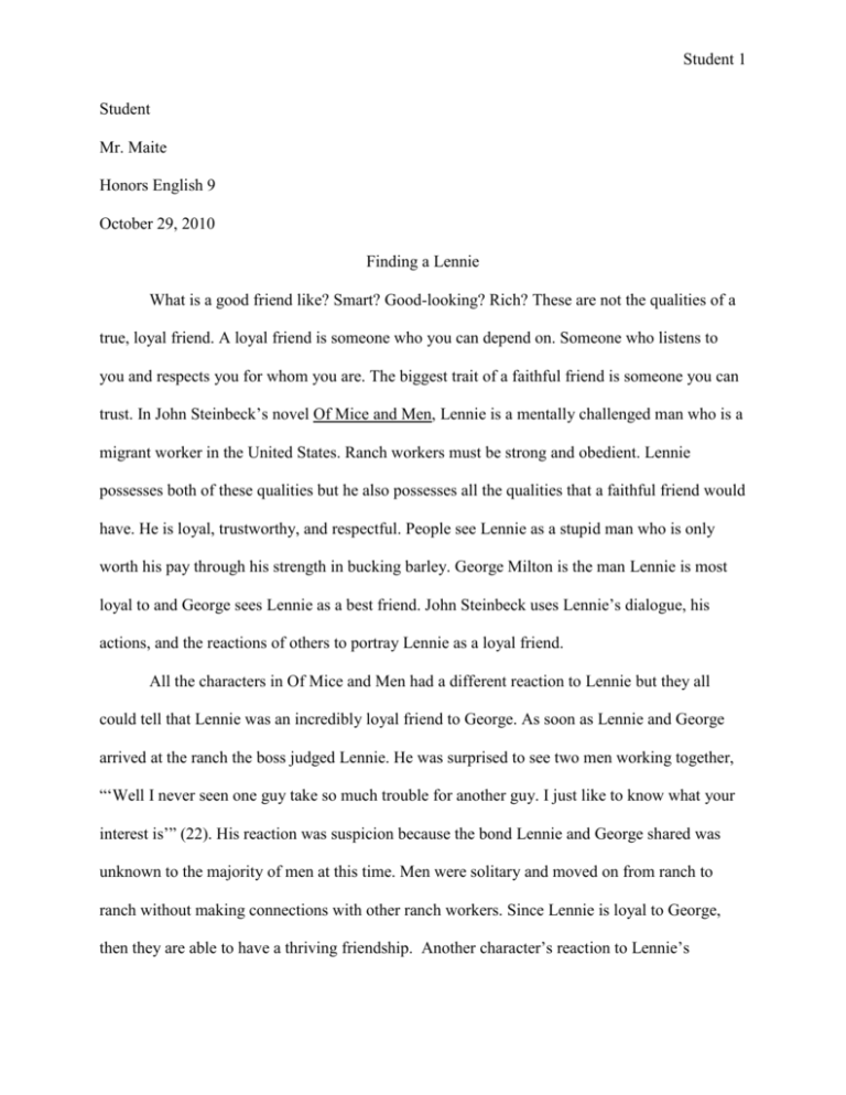 thesis statement of mice and men
