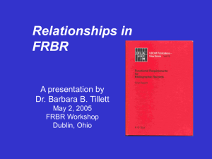 The FRBR Model (Functional Requirements for