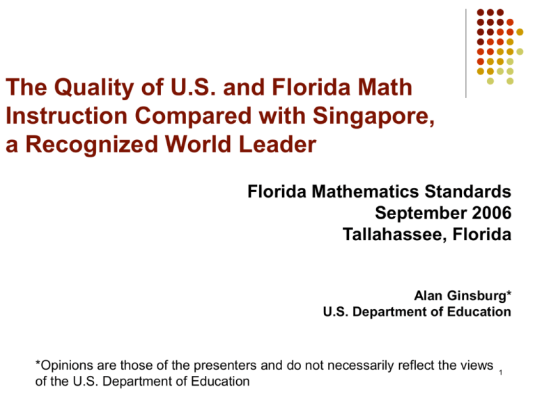 The Quality Of US And Florida Math Instruction Compared