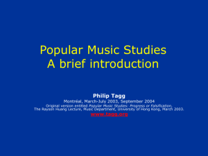 The Institutionalisation of Popular Music Studies