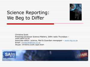 Science Reporting: We Beg to Differ (PPT file, 3.5 MB)