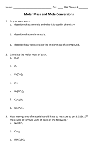 Molar Mass and Mole Conversions