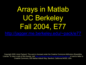 Arrays in Matlab