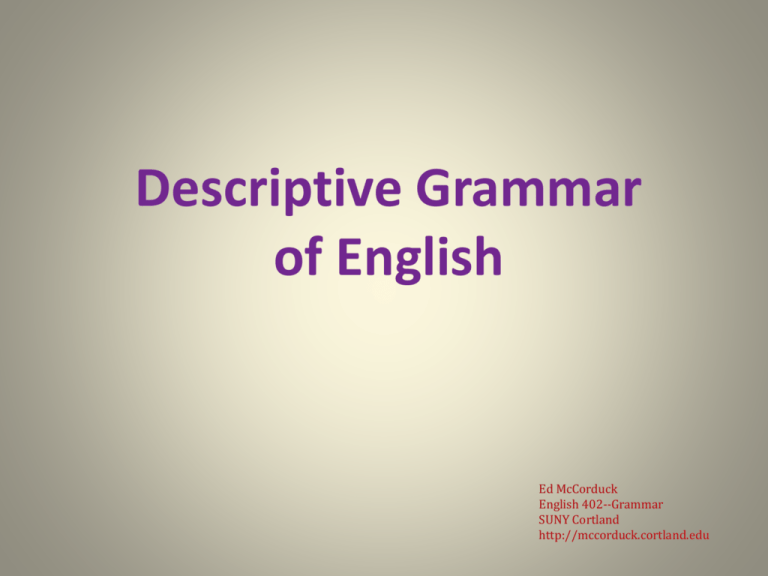 English 402 Grammar Two Main Classes Of Words In