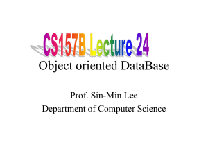Object Oriented Database - Department of Computer Science
