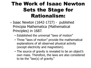 Newton, Rationalism, and Descartes