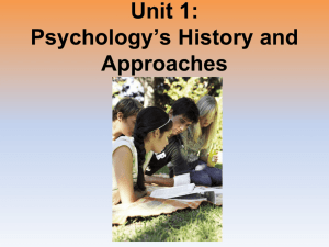 Unit 1: Psychology*s History and Approaches