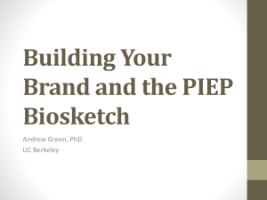 Building Your Brand and the Biosketch
