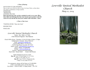 Lowville United Methodist Church May 11, 2014 A Time of Sharing