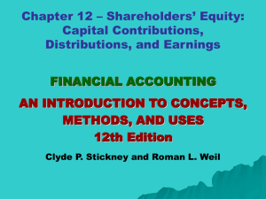 Chapter 12, Shareholders' Equity: Capital Contributions, Earnings