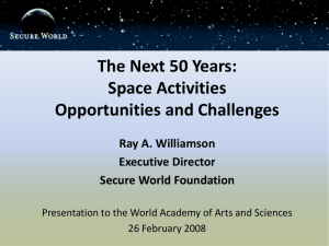 The Next 50 Years: Space Activities, Opportunities and Challenges