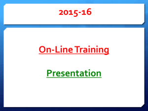 To Take The 2015 Online Training Presentation