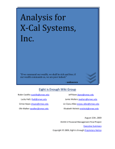 Analysis for X-Cal Systems, Inc. - eightisenough