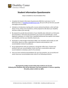 Student Information Questionnaire - Disability Center