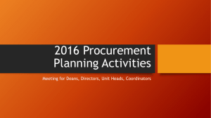 2016 Procurement Planning Activities
