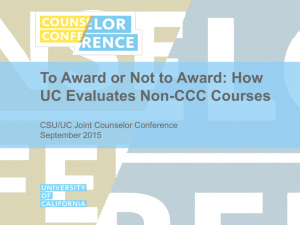 How UC Evaluates Non-CCC Courses