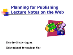 Planning for publishing lecture notes on the web