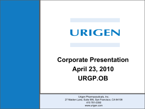URG101 – Substantial Market & Paradigm Shift in Diagnosis