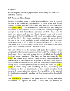 enhancing and sustaining agricultural productivity for food and