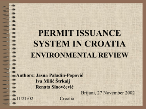 Overview of the national permitting system in Croatia