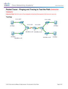 8.3.2.6 Packet Tracer - Pinging and Tracing to Test the Path