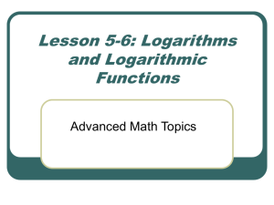 Lesson 9-2: Logarithms and Logarithmic Functions