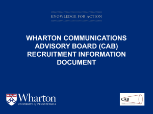 Wharton Communications advisory board (CAB) recruitment