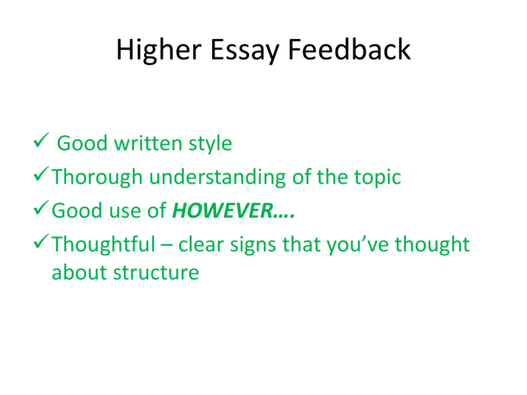 what is the higher level essay