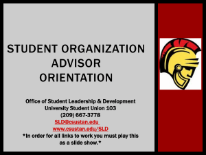 Student organization advisor Orientation