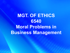 Chapter One Moral Problems in Business Management