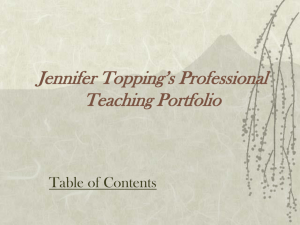 Jennifer Topping's Professional Teaching Portfolio