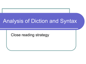 nalysis of diction and syntax