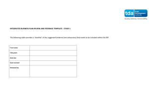 B. Integrated Business Plan review and feedback template – Stage 1